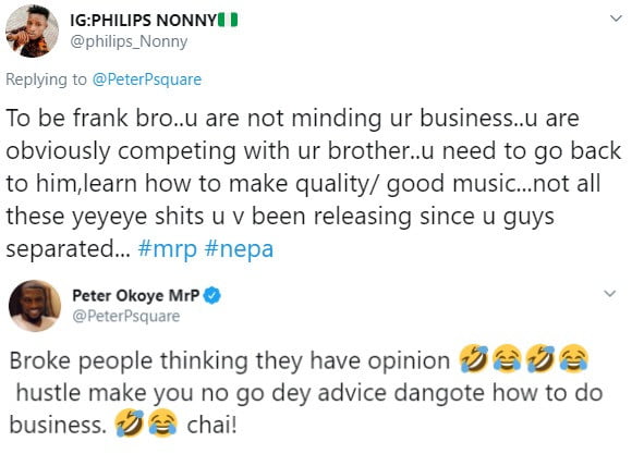 Savage! Peter Okoye Replies A Fan Who Said He Has Been Doing 'shitty' Music Without Paul Okoye 5 » Best Tech News, Gadgets, FinTech and Telco news.