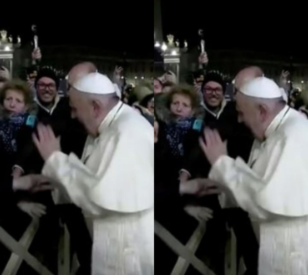 Pope Francis Slaps A Woman's Hand.
