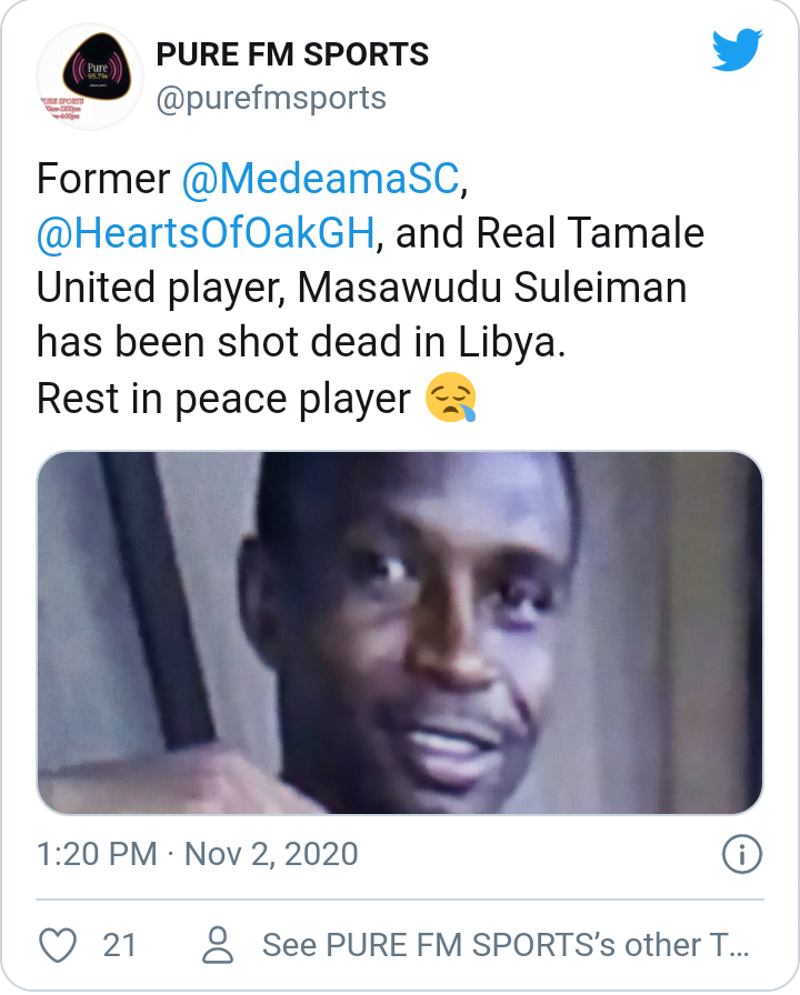 Ghanaian footballer shoot dead