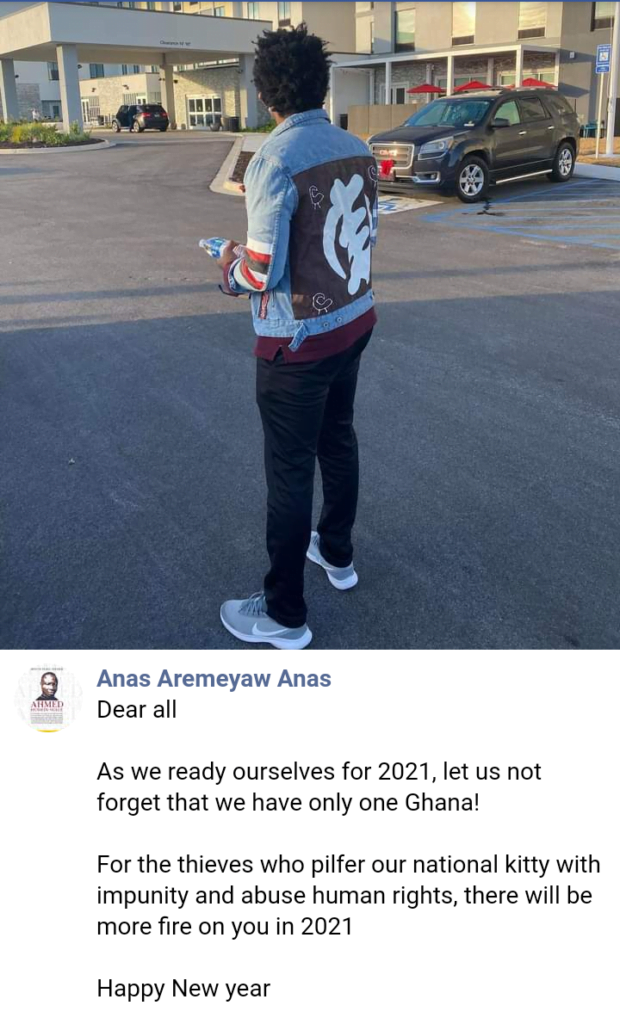Anas Aremeyaw Posts Maskless Photo Of Himself With A Warning.