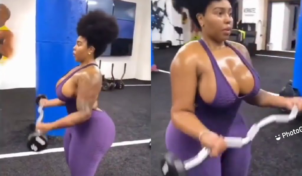 Human or Doll? Netizens Reacts To A Pretty Lady Working Out.