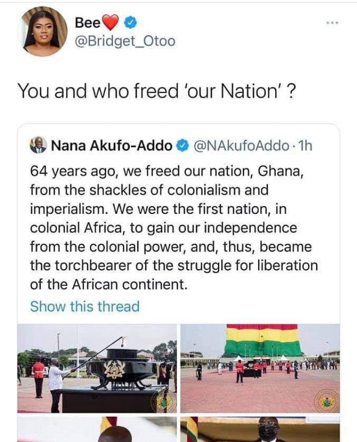 'You And Who Freed Our Nation'? - Bridget Otoo Fires Akuffo, twitter Came For Her