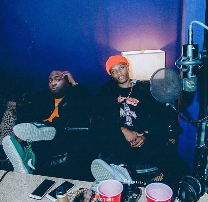 Davido And Wizkid Spotted Recording Together.