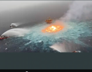 Eye Of Fire, Gas Leak Sparks Huge Spectacular Fire On Gulf Of Mexico