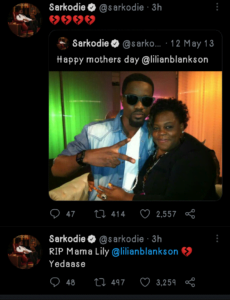 Sarkodie Mourns The Passing Of Lilian Blankson