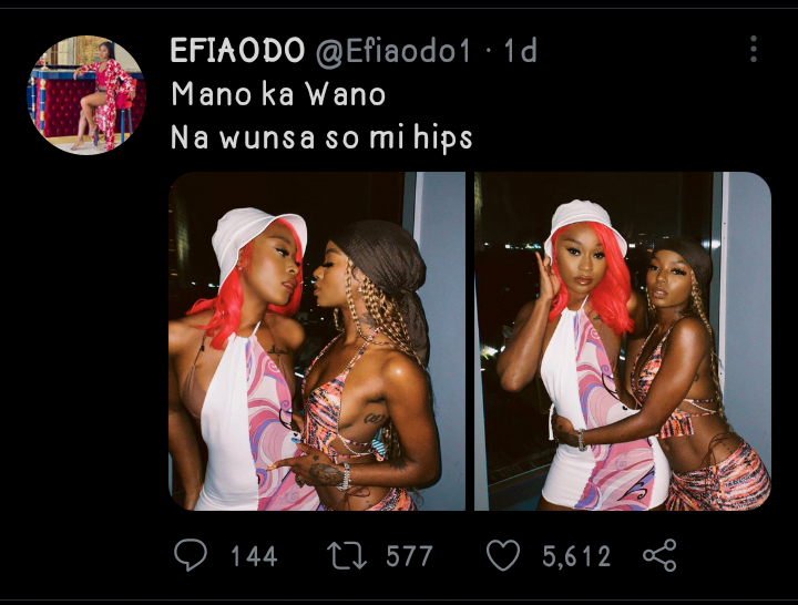 Efia Odo Sparks Lesbianism Rumors With Cryptic Love Photo
