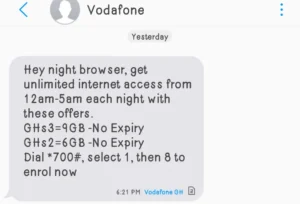 3Ghc For 9Gigs: Vodafone Ghana Updates Midnight Data Bundle