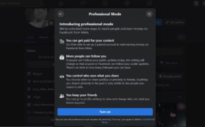 How To Turn On / Off Facebook Professional Mode On Laptop.